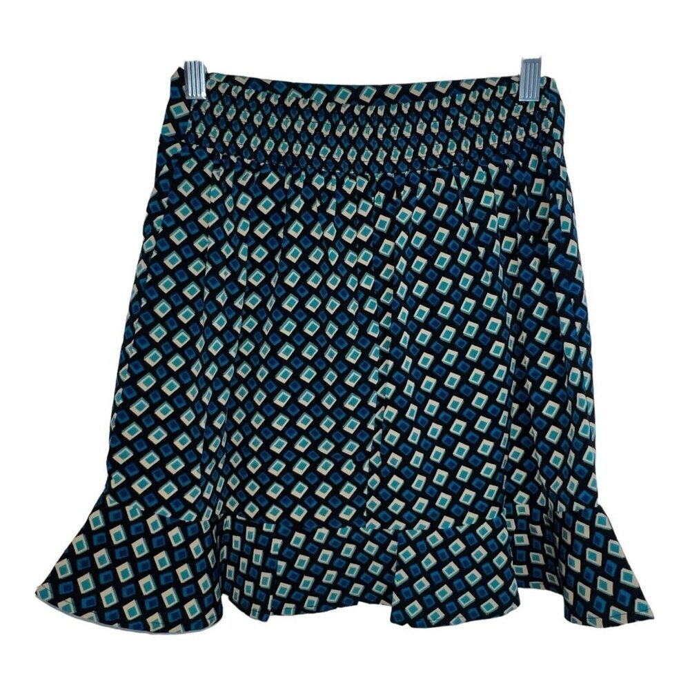 Band‎ of The Free COLETTE TEAL DIAMOND MINI A Line Ruffle SKIRT Women Small New - Picture 3 of 9